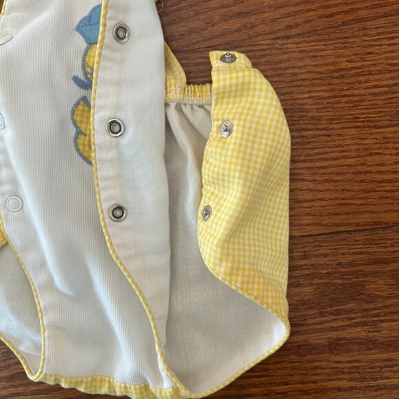 Vintage Rare 80s HealthTex Gingham Bubble Romper Embroidered Duck Size 9 Months - Picture 7 of 13